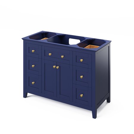 JEFFREY ALEXANDER 48" Hale Blue Chatham Vanity, Boulder Cultured Marble Vanity Top, undermount rectangle bowl VKITCHA48BLBOR